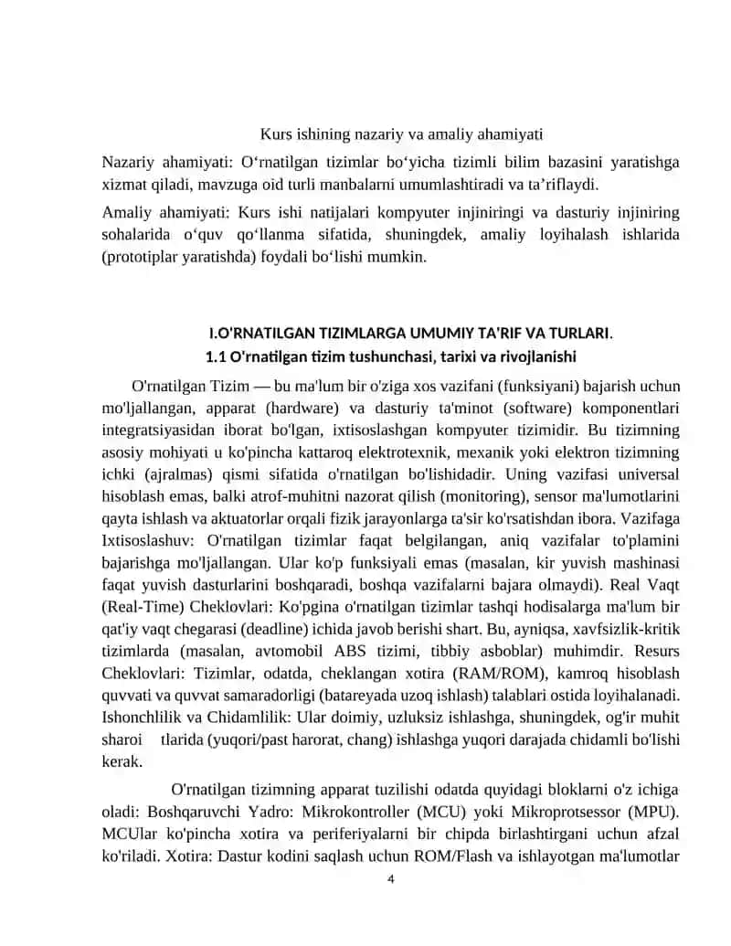O'RNATILGAN TIZIMLARNING UMUMIY ASOSLARI 4