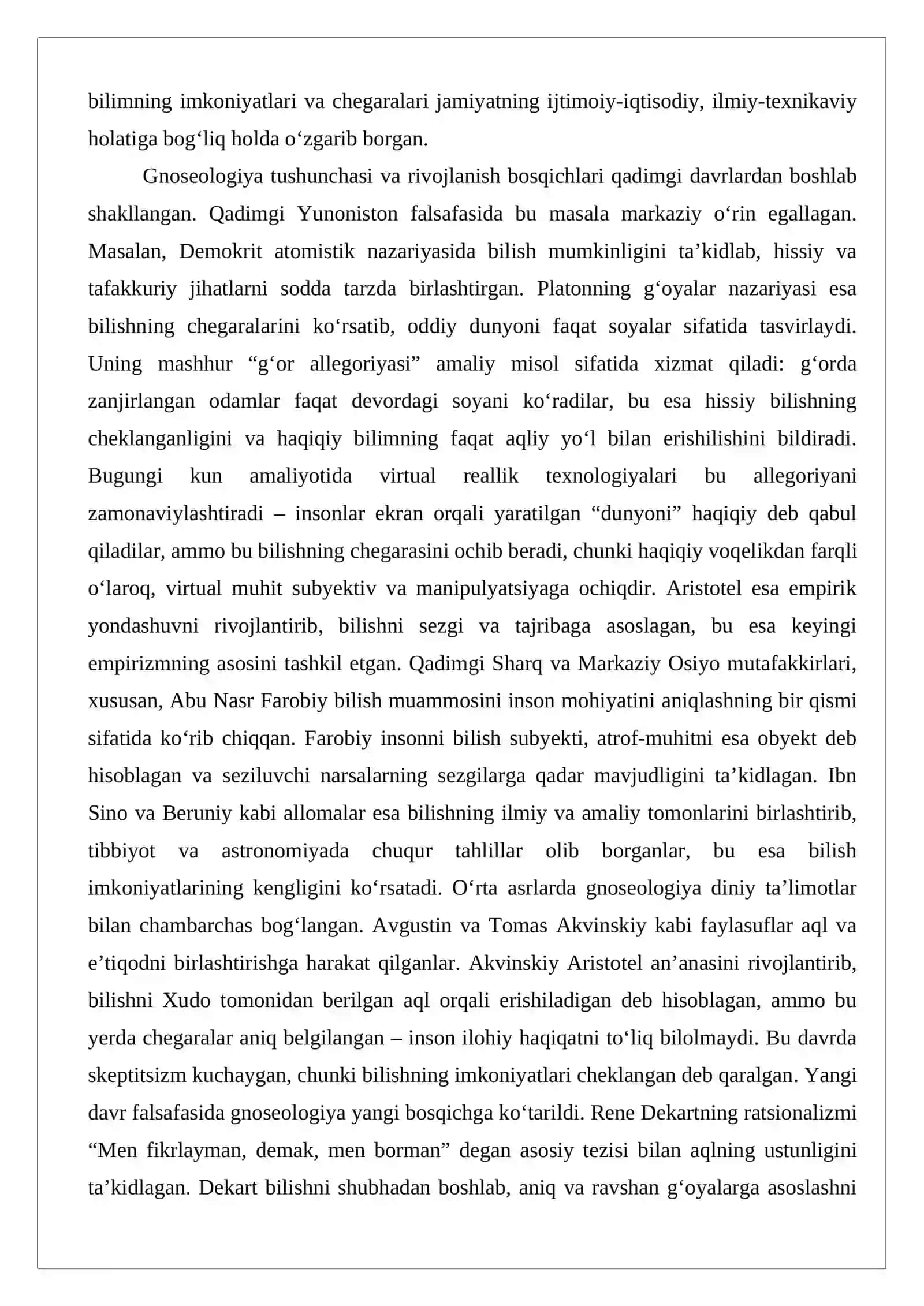 Gnoseologiya: bilishning imkoniyati va chegaralari 4
