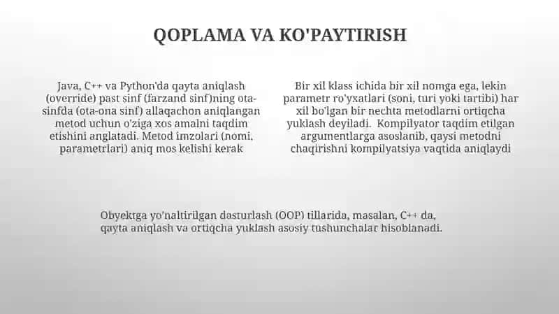 Ob'ektga yoʻnaltirilgan dasturlash tillari 4