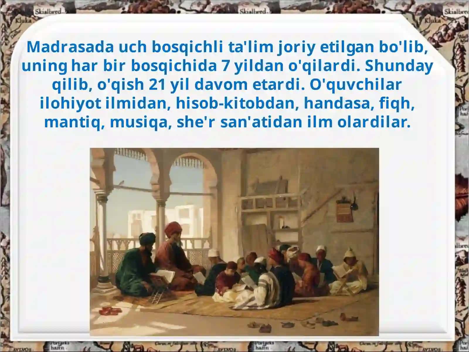 XVI asrda Buxoro xonligida madaniy hayot 4