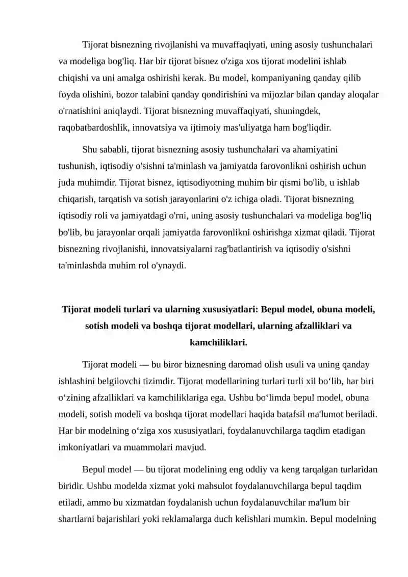 Tijorat bisnez va tijorat modeli 4