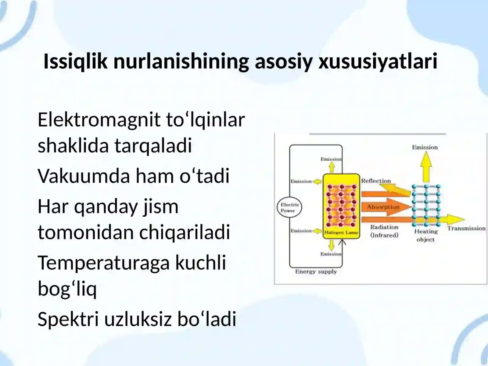 Jismlarning nurchiqarish va nuryutish qobiliyatini o‘rganish 4
