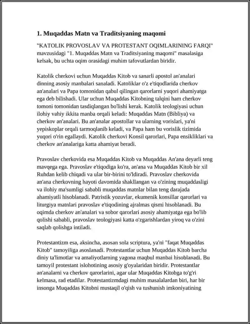 KATOLIK PROVOSLAV VA PROTESTANT OQIMLARINING FARQI 4