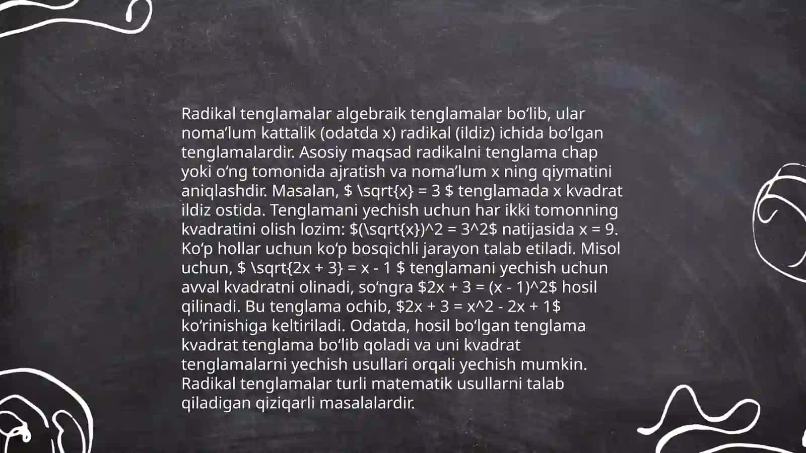 Irratsional tenglamalar yechish usullari 4