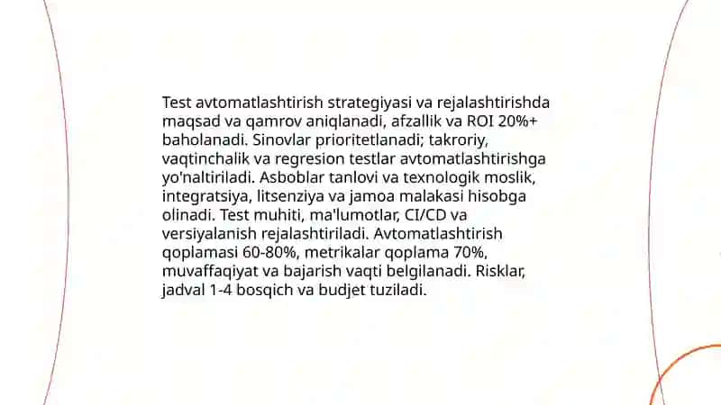 Avtomatlashtirilgan testlash (Automated Testing) 4