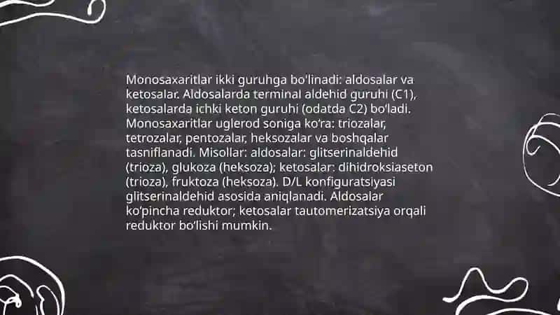 Karbon suvlar va monosaxaritlar 4