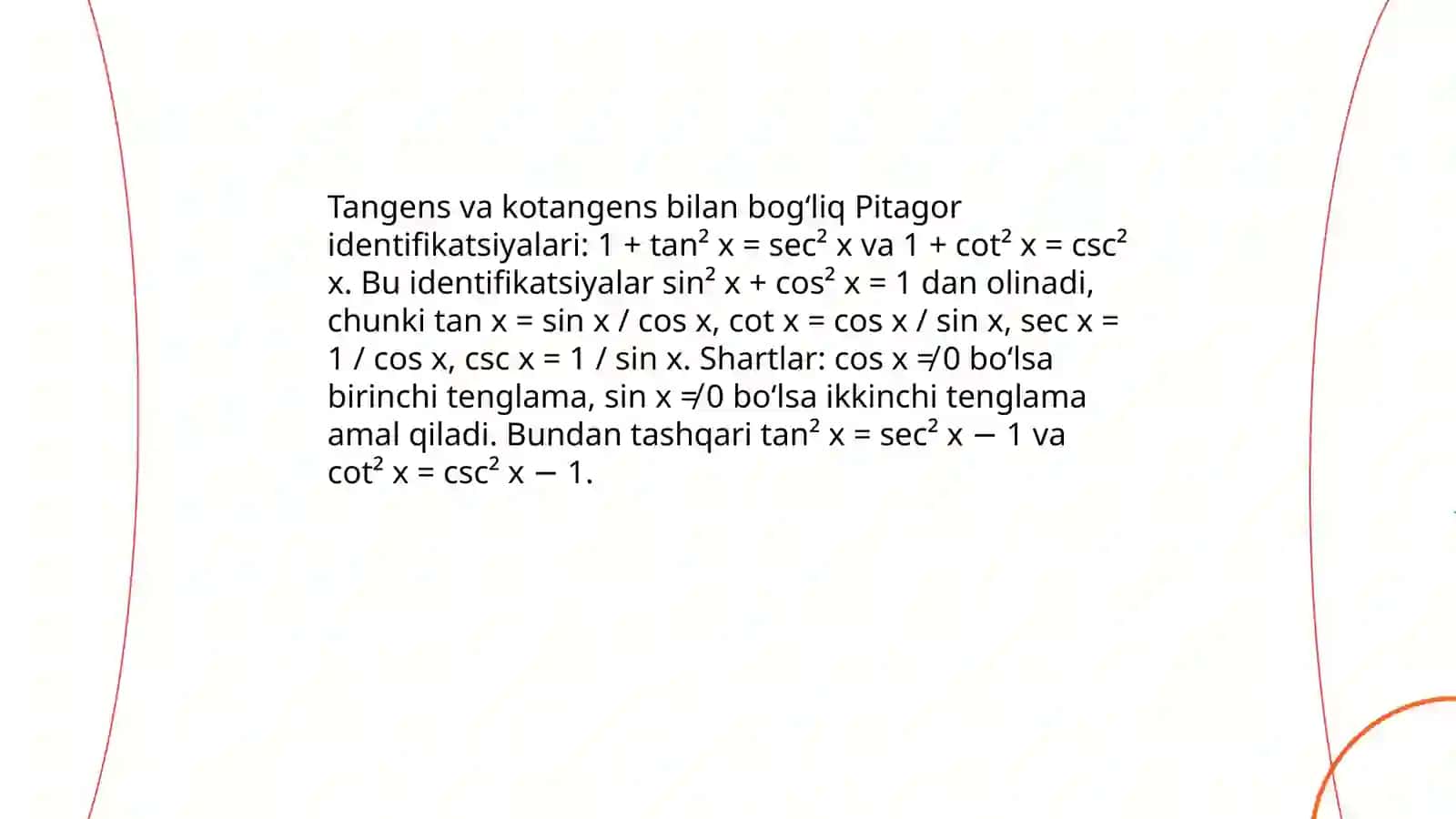 Trigonometrik ayniyatlar 4