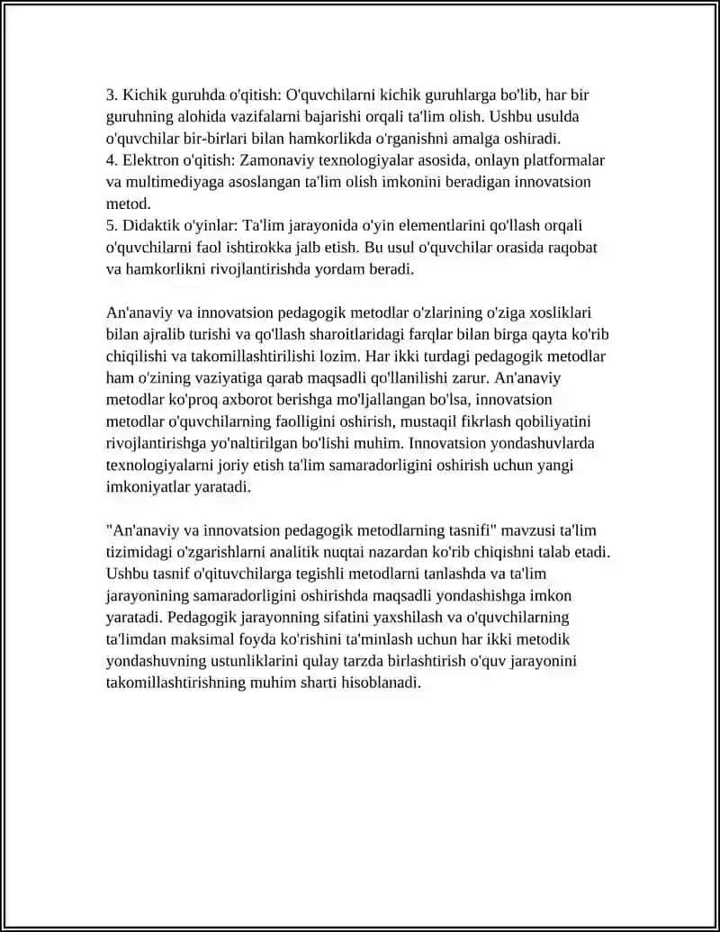 ILM PEDAGOGIK METODLARINING TASNIFI 4