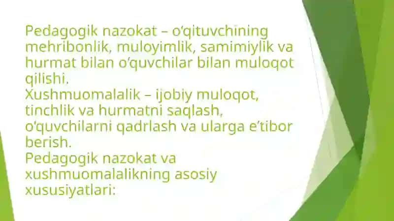 Pedagogik nazokat va xushmuomalalik 4