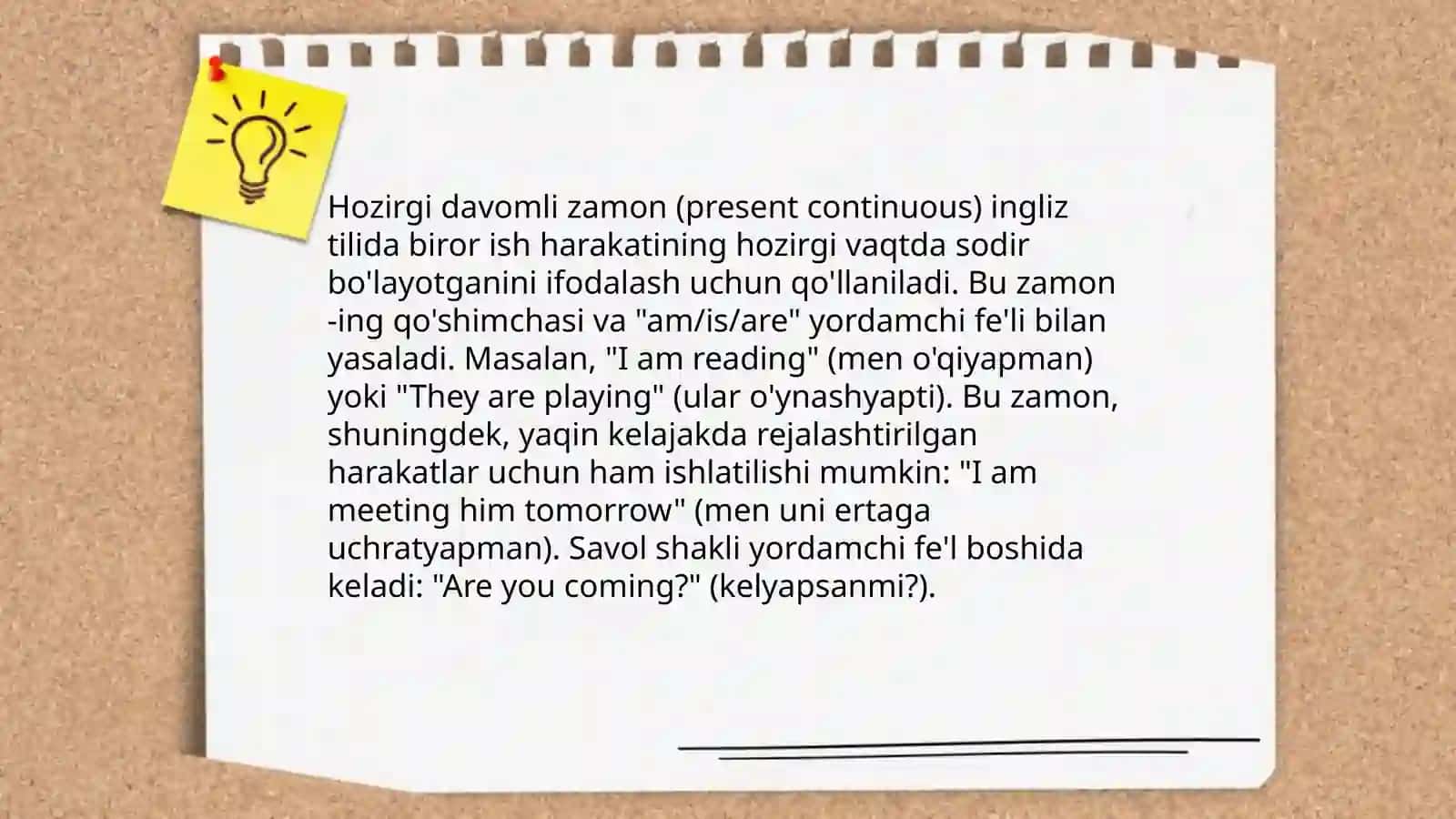 Present continuousning qo'llanilishi 4