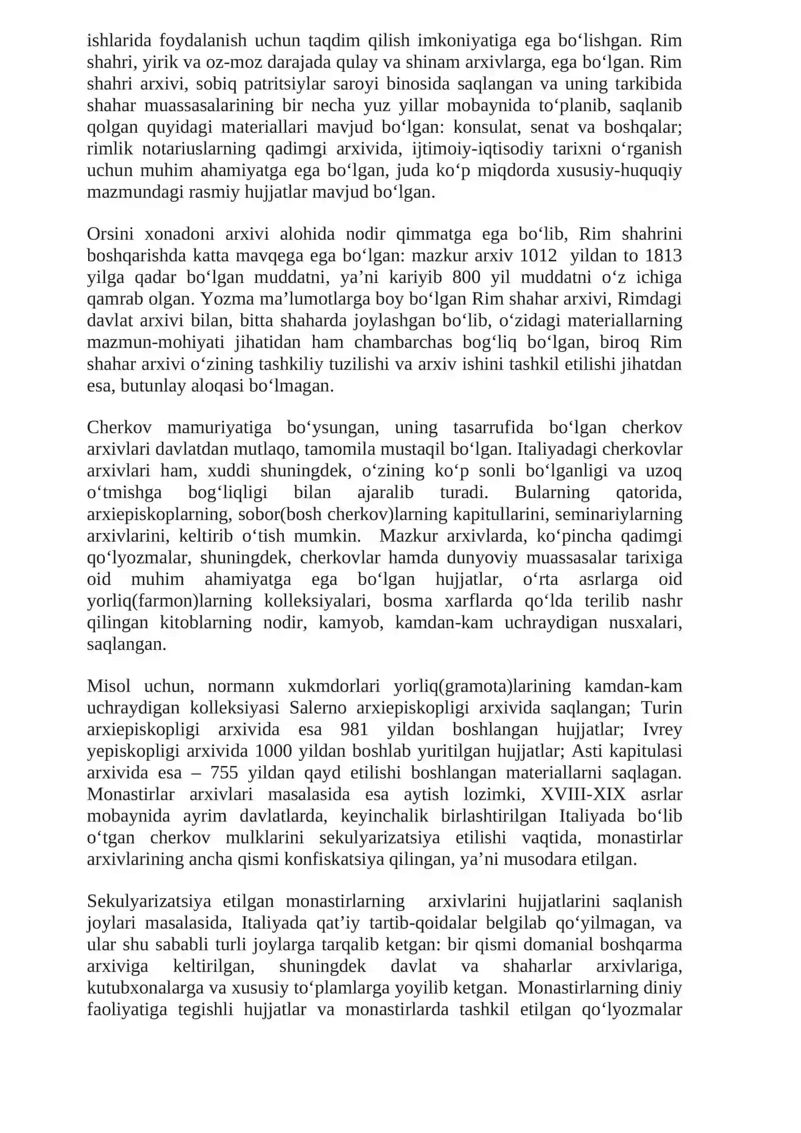 XIX–XX asr boshlarida Italiyada arxivlarni markazlashtirilishi 4