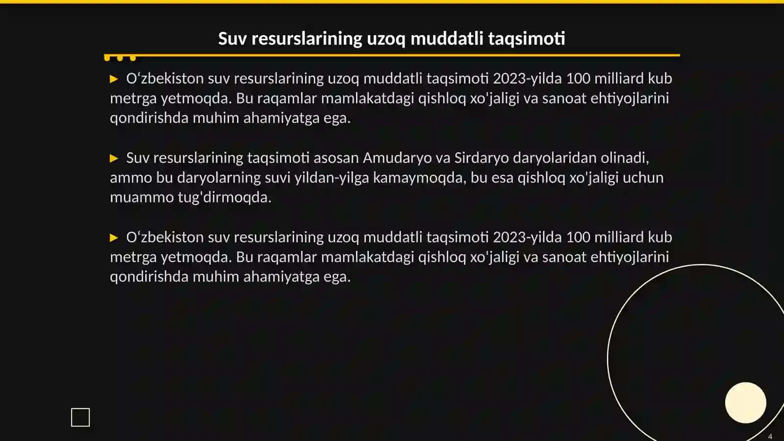 O‘zbekiston suv havzalarining xozirgi holati 4