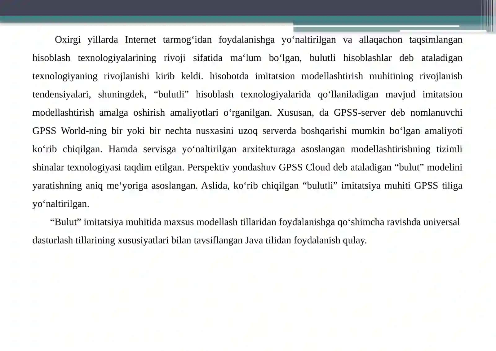 Modeldagi asosiy obyektlar, Cloud Simplatformasi,CDOSim simulyatori 4