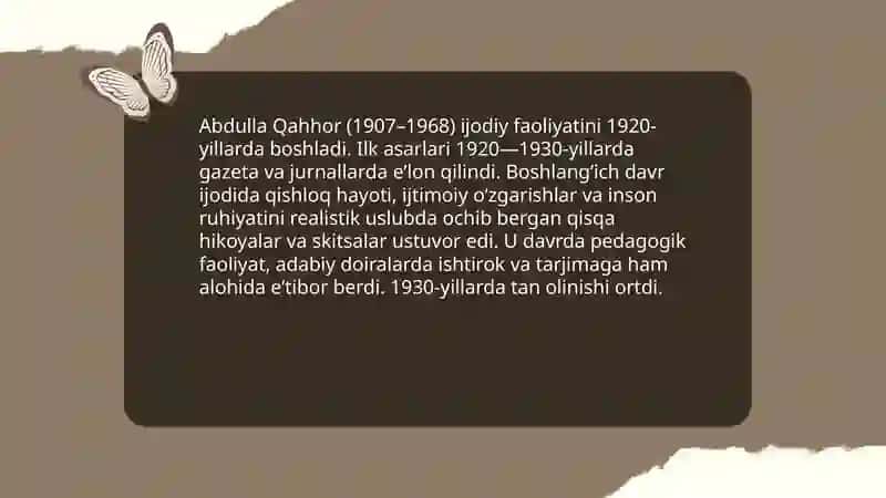 Abdulla Qahhor hayoti va ijodi 4