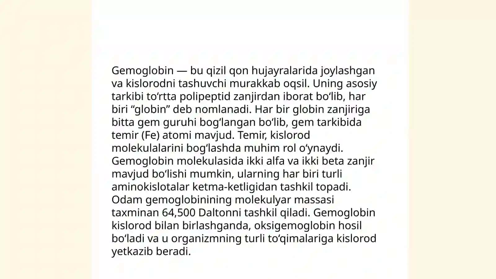 Gemoglobin va uning turlari. Leykositlar, tibbiyotdagi axamiyati 4