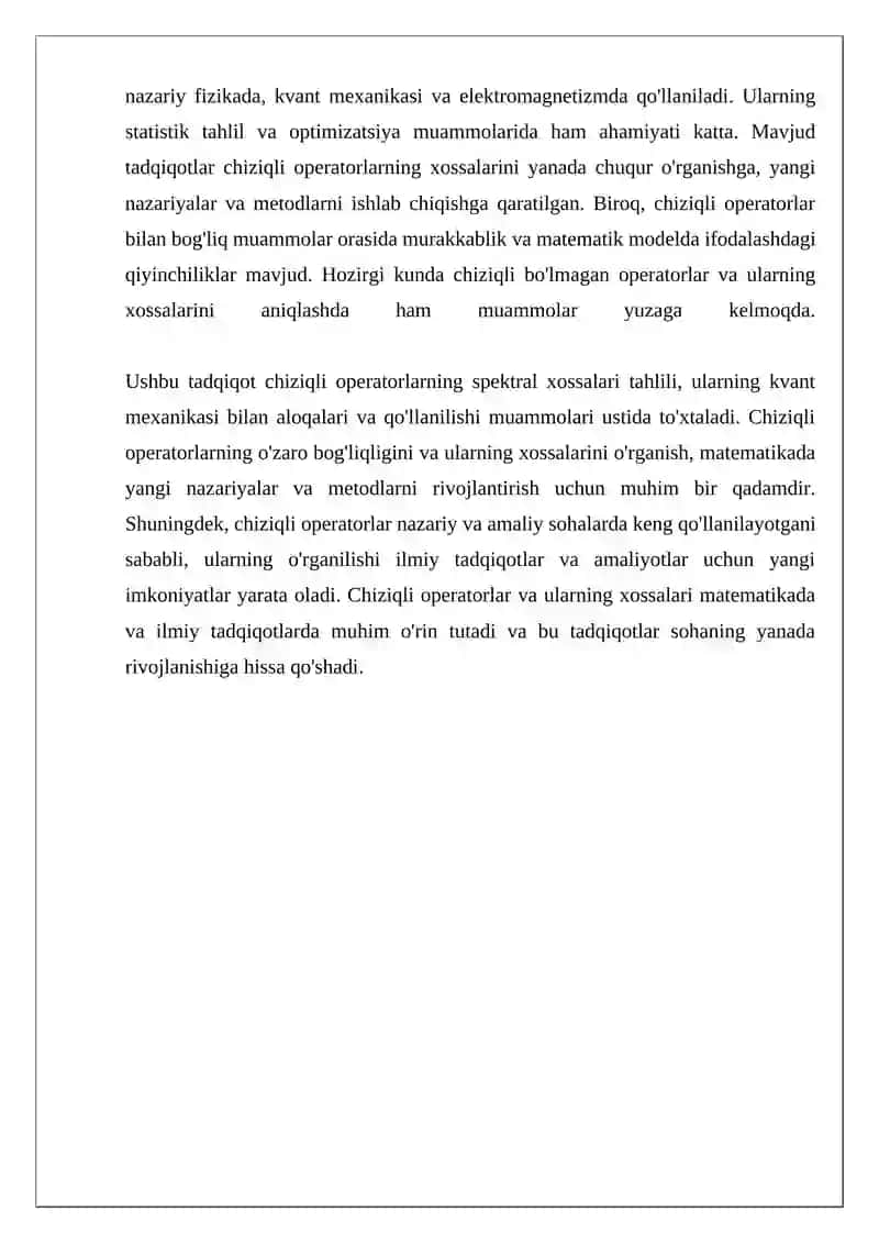 Chiziqli operatorlar va ularning xossalari 4
