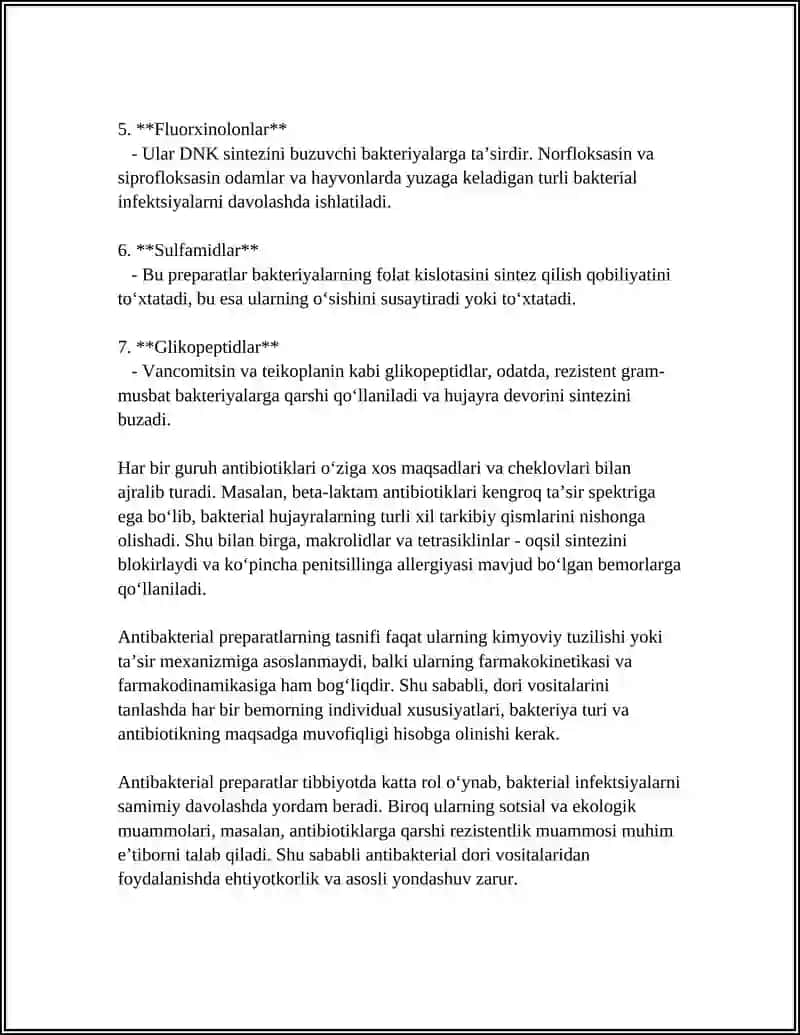 ANTIBACTERIAL PREPARATLAR -ANTIBIOTIKLAR 4