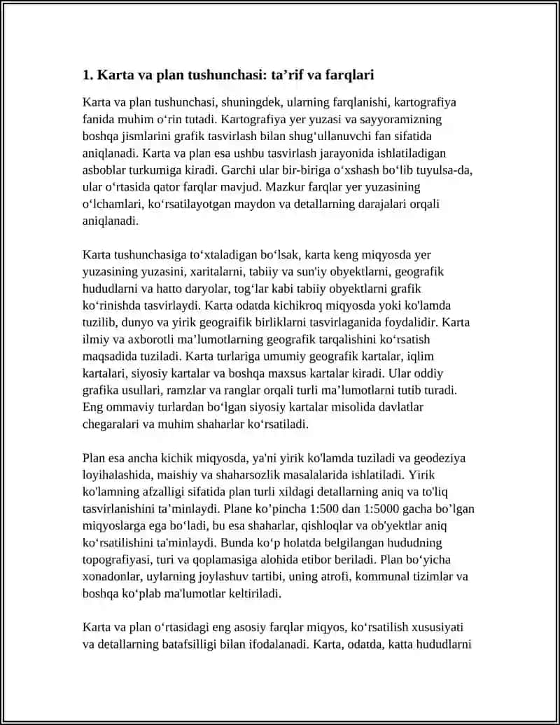 KARTA VA PLAN TUSHUNCHASI, KARTALARNING KLASSIFEKATSIYASI 4