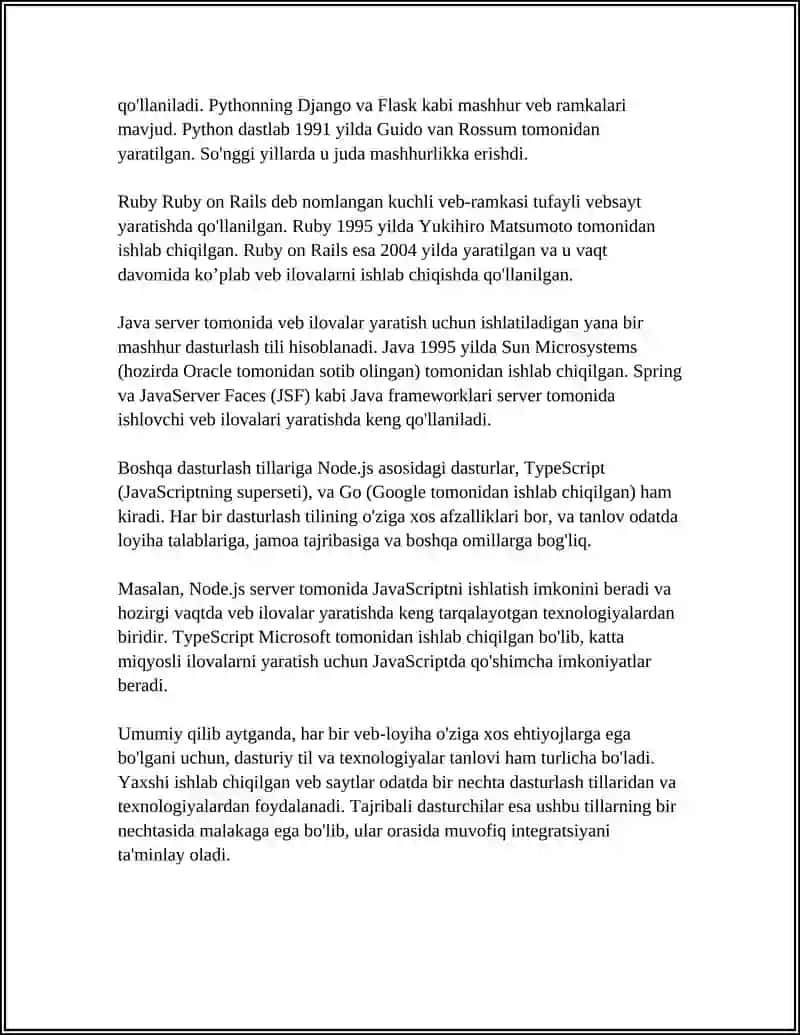 WEB SAYTLAR YARATISHGA YONALTIRILGAN DASTURIY TAMINOTLAR 4