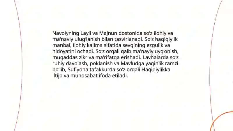 Navoiyning «Layli va Majnun» dostonida so‘zning ulug‘lanishi 4