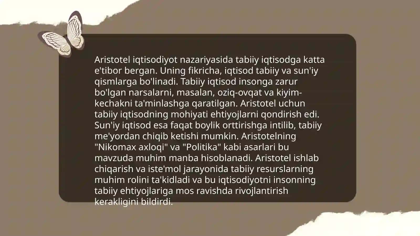 Aristotelning iqtisodiy ģoyalari 4