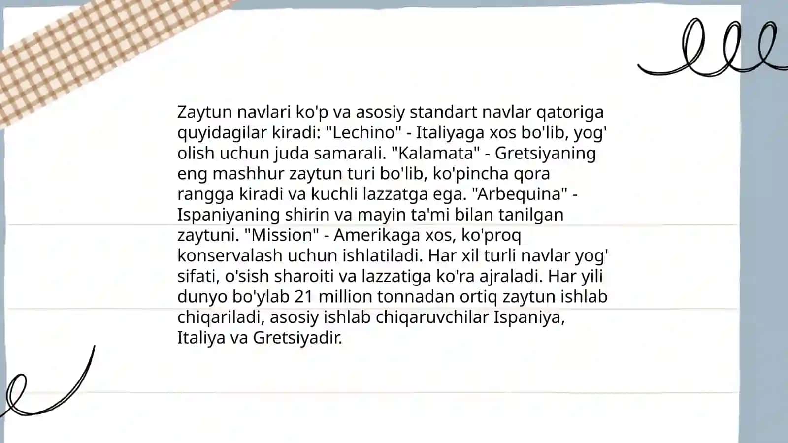Chilonjiyda va Zaytunning asosiy standart navlarini tavsifi 4