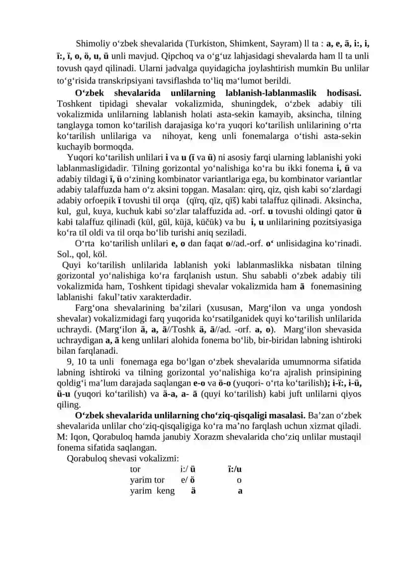 Oʻzbek Shevalarining Fonetik Xususiyat 4