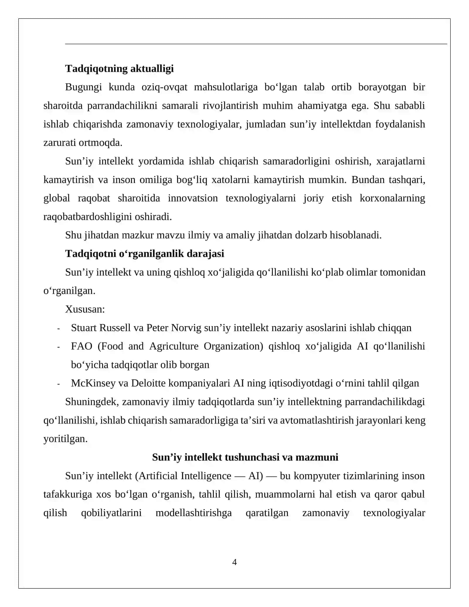 SUN’IY INTELLEKTNING PARRANDACHILIKDAGI O‘RNI 4