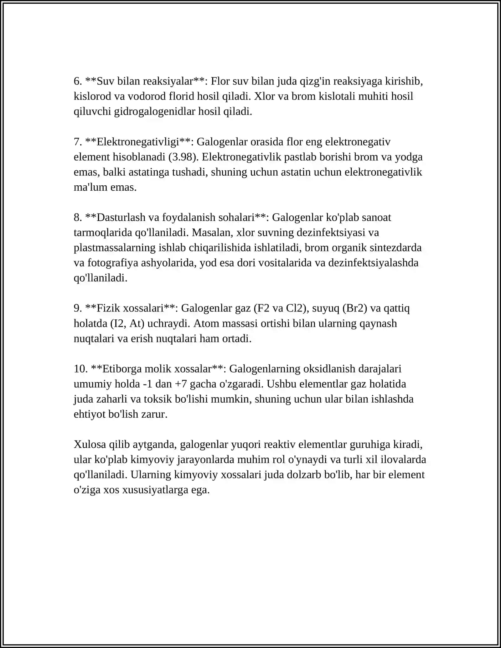 GALOGENLAR V ULARNING BIRIKMALARIINI QO'LLANISHI 4
