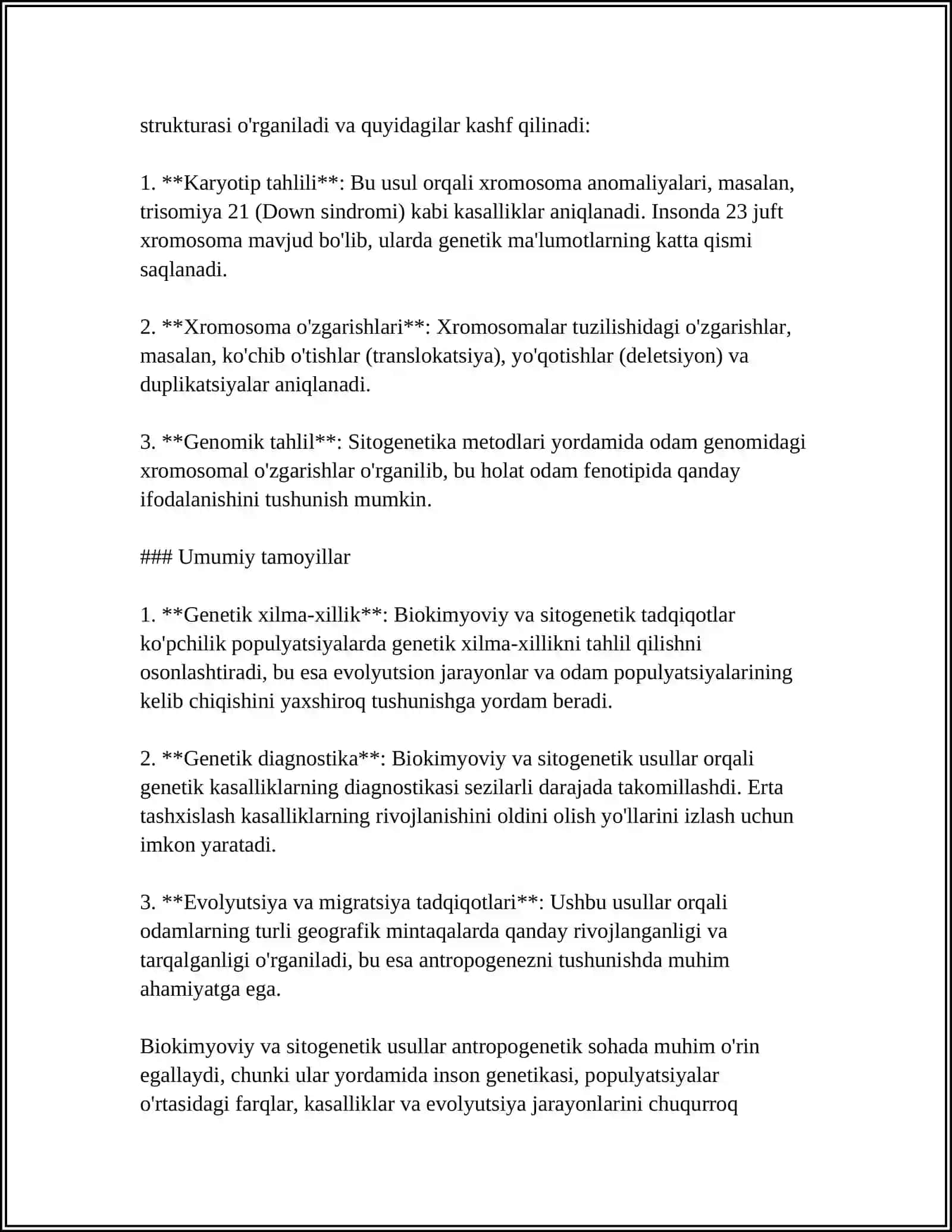 ANTROPOGENETIKA USULLARI:BIOKIMYOVIY VA SITOGENETIK USUL 4