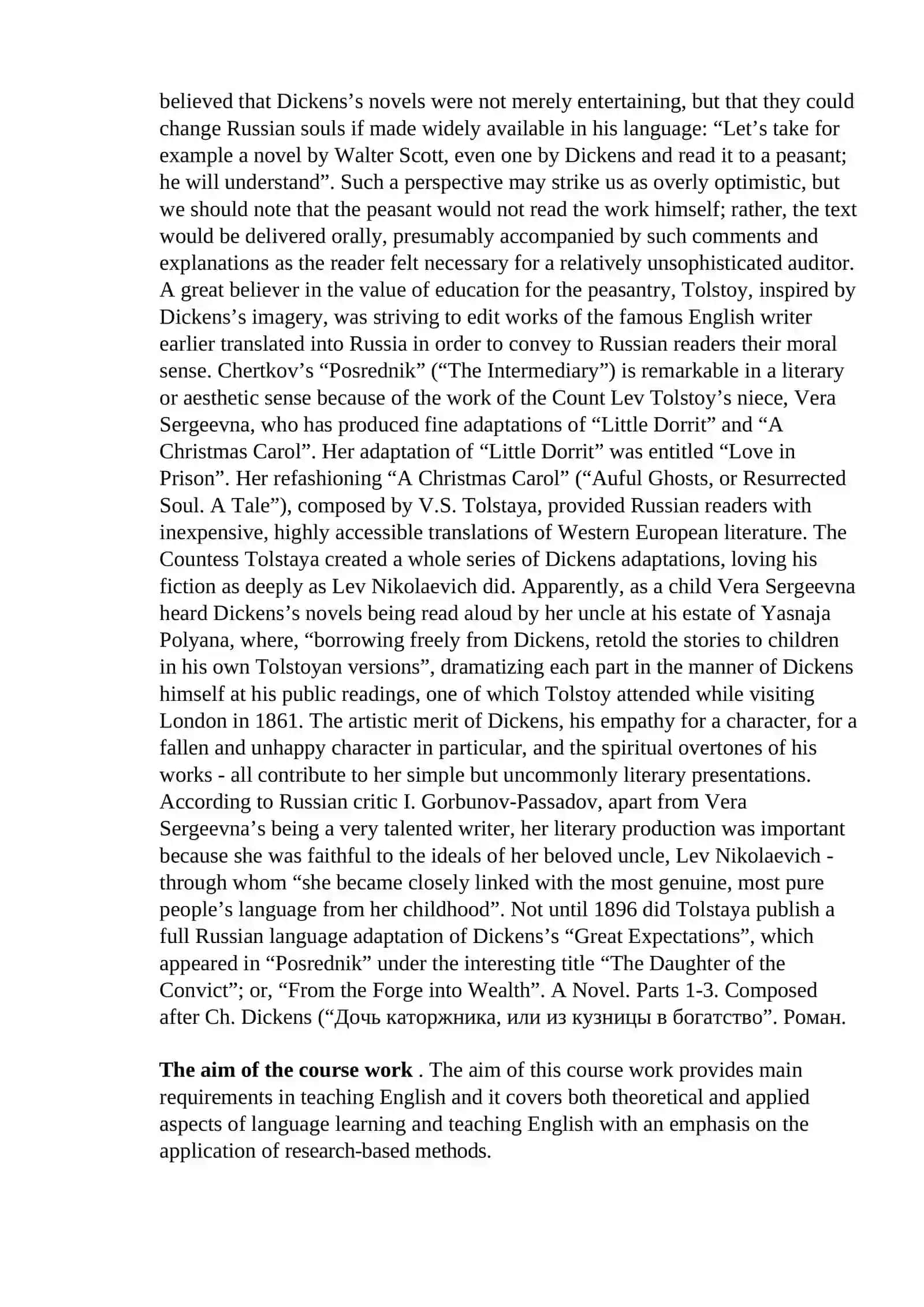 Course Work on Charles Dickens and Russian Literature 4