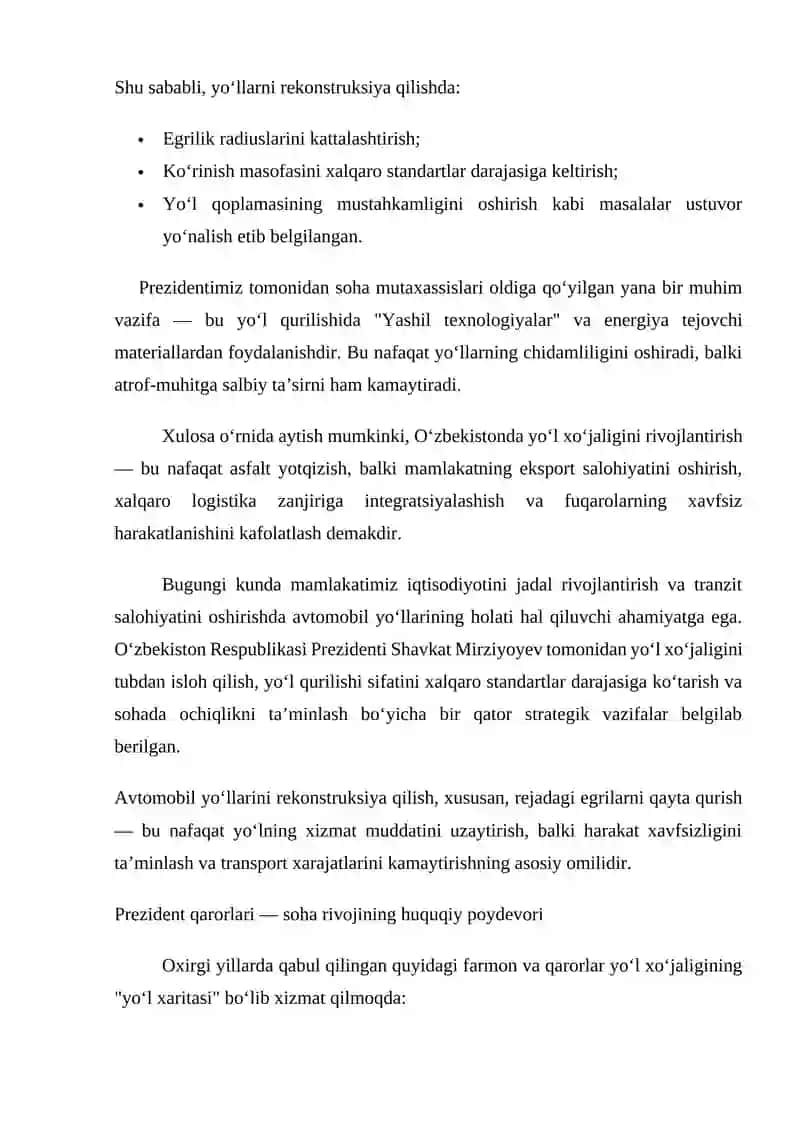 Avtomabil yo'llarini rekontruksiya qilishda rejada  egrilarni qayta qurish 4