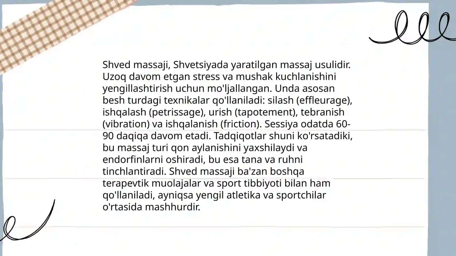 Massaj. Davolovchi massaj usullari 4