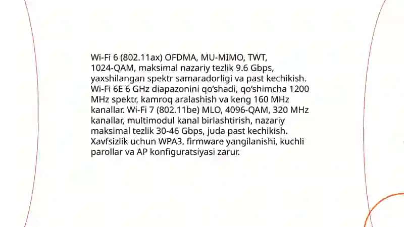 Wi-Fi va simsiz tarmoglar: texnologiyalar va xavfsizlik masalalari 4