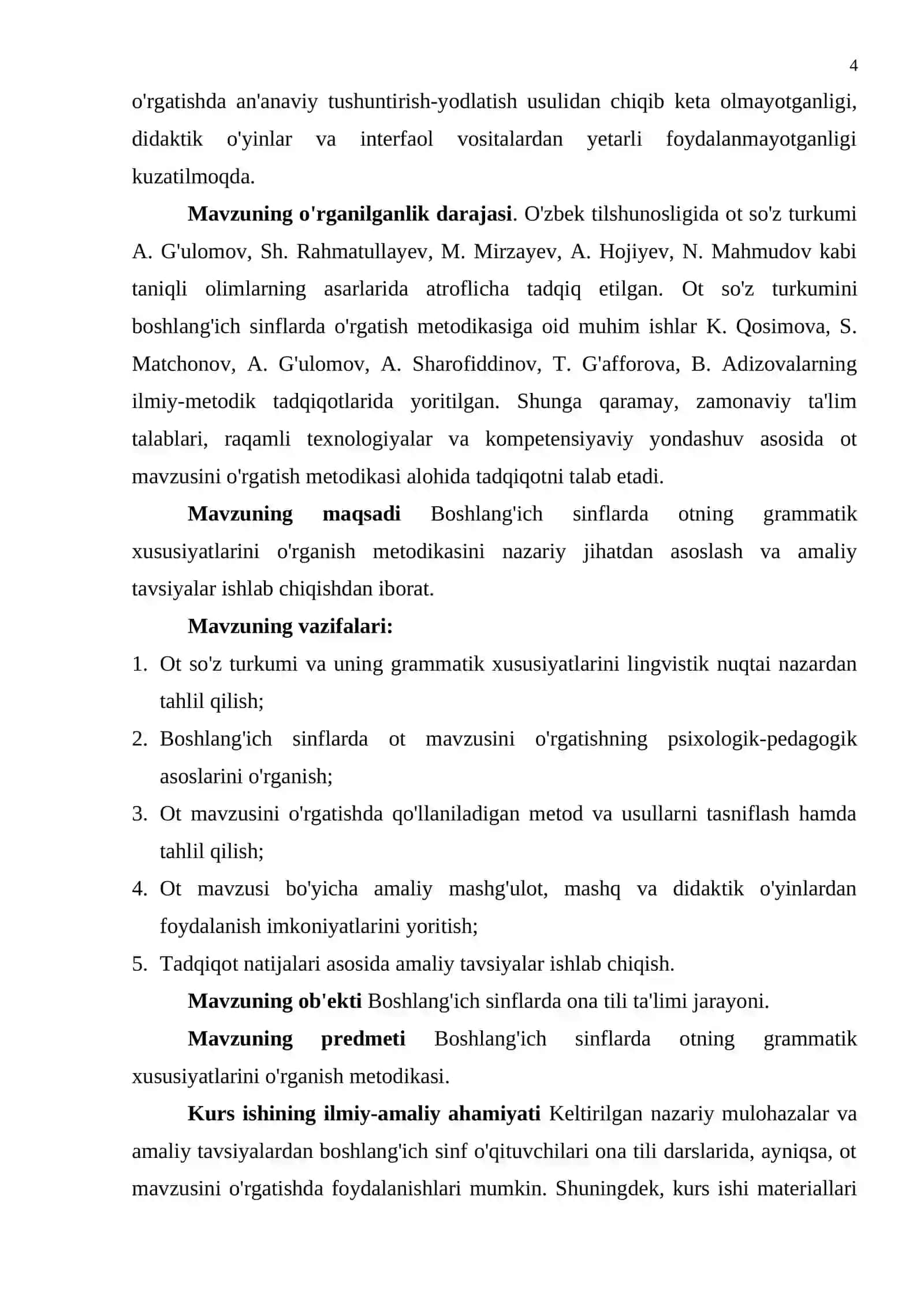 "BOSHLANG'ICH SINFLARDA OTNING GRAMMATIK XUSUSIYATLARINI O'RGANISH METODIKASI" 4