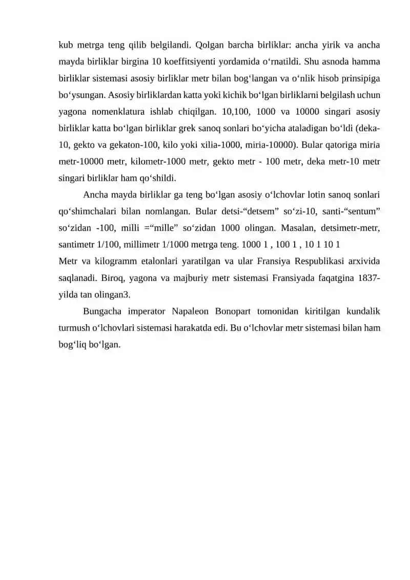 METR VA KILOGRAMM ETALONLARINING YARATILISHI 4