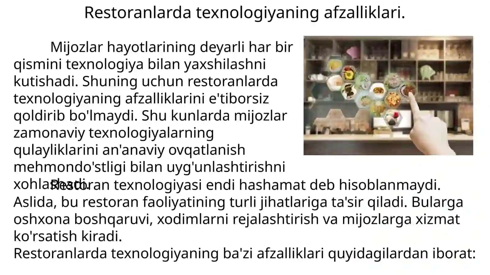 RESTORANDAGI TEXNOLOGIK JARAYONLAR 4