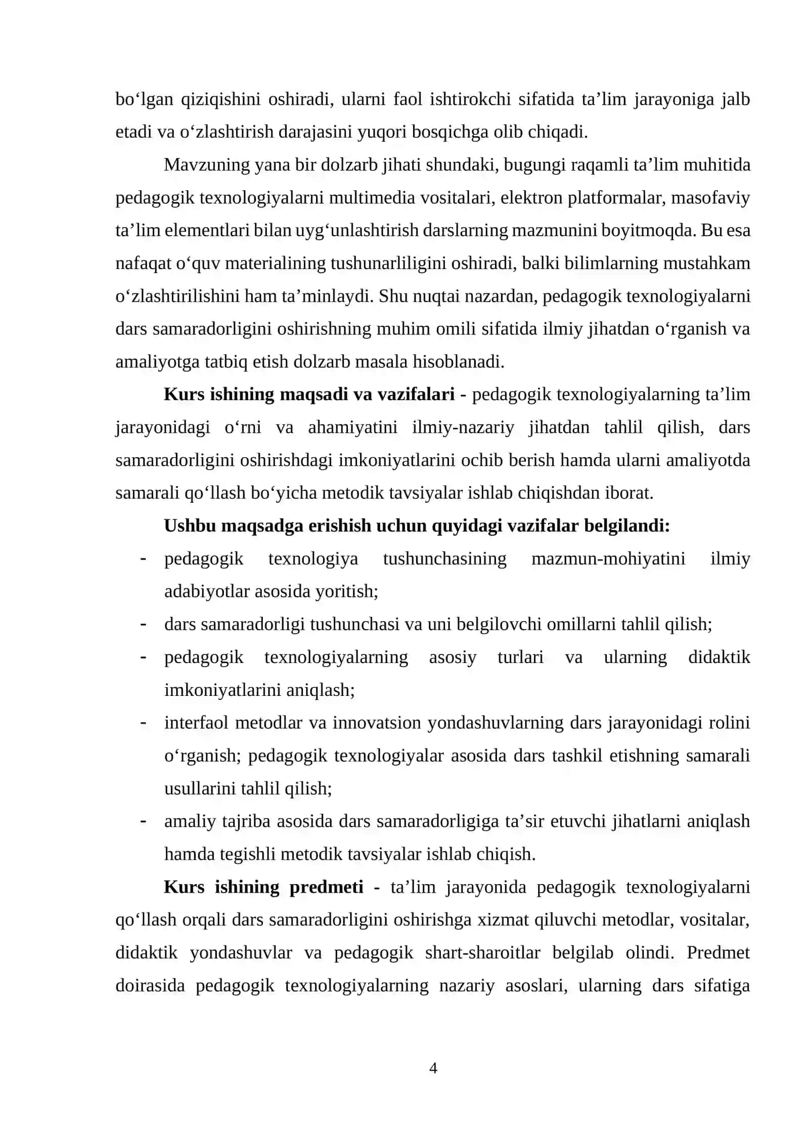 “Pedagogik texnalogiyalar dars samaradorligining oshirishning muhim omili sifatida” 4