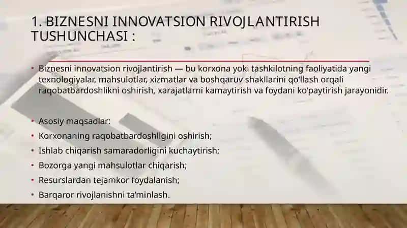 Biznesni INNOVATSION RIVOJLANTIRISH VA INVESTITSIYALASHNING NAZARIY ASOSLARI 4