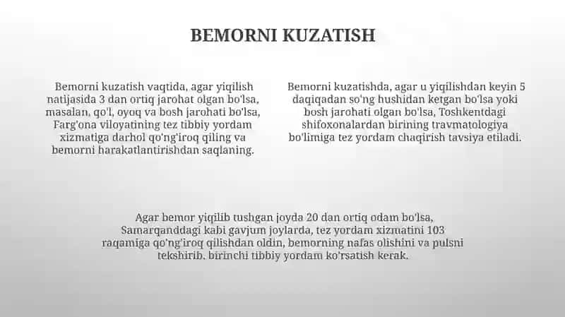 Odam choʻkkanda birinchi yordam 4