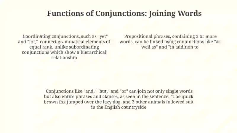 Conjunctions and their functions in English Grammar 4