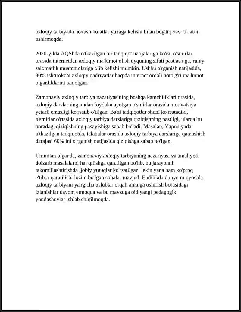 ZAMONAVIY AXLOQIY TARBIYANING YUTUQLARI VA KAMCHILIKLARI 4