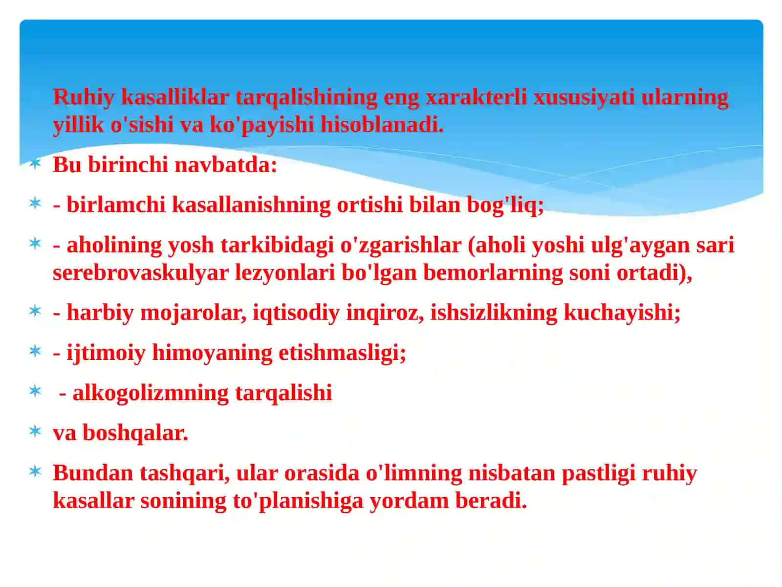 6-mavzu: Psixologik-psixiatriyayordamining tibbiy-ijtimoiy muammolari 4