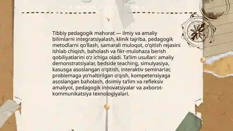 Tibbiyotda oʻqituvchilik kasbi va unga qoʻyiladigan talablar 4