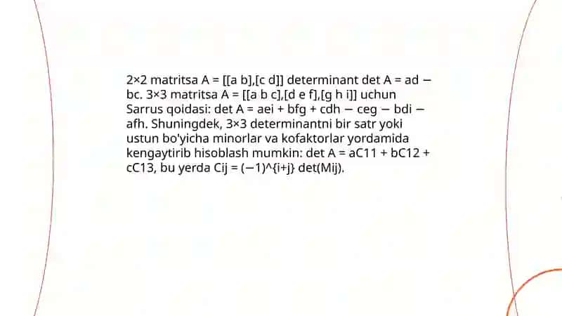 Determinantlar.Determinantlarning asosiy xossalari 4