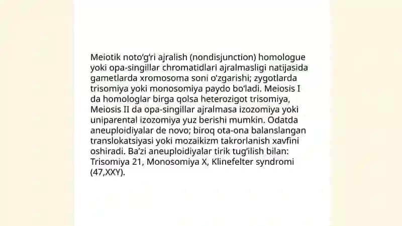 Xromosoma kasaliklari irsiylanishi 4