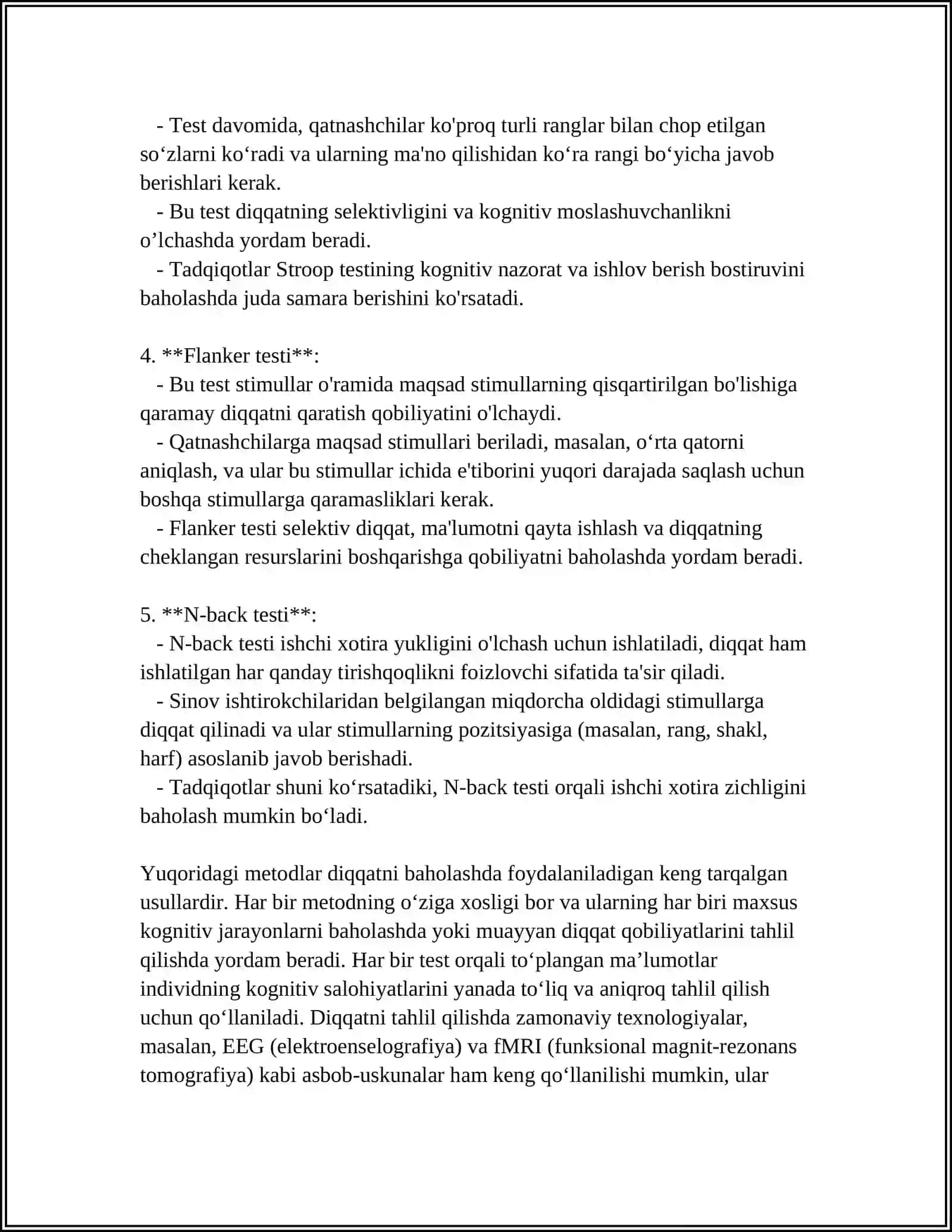 BOLANI TEKSHIRISH BAYONNOMASI ASOSIDA UNING DIQQAT, IDROK, XOTIRA, TAFAKKUR VA NUTQINING XUSUSIYATLARINI TAHLIL QILISH 4