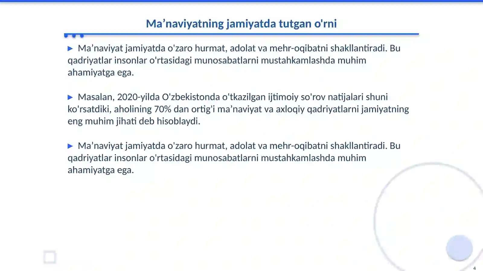 Maʼnaviyat va milliy gʻoya 4