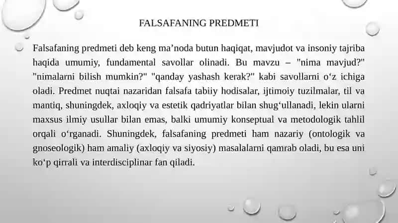 Falsafaning piridmeti va asosiy masalalari 4