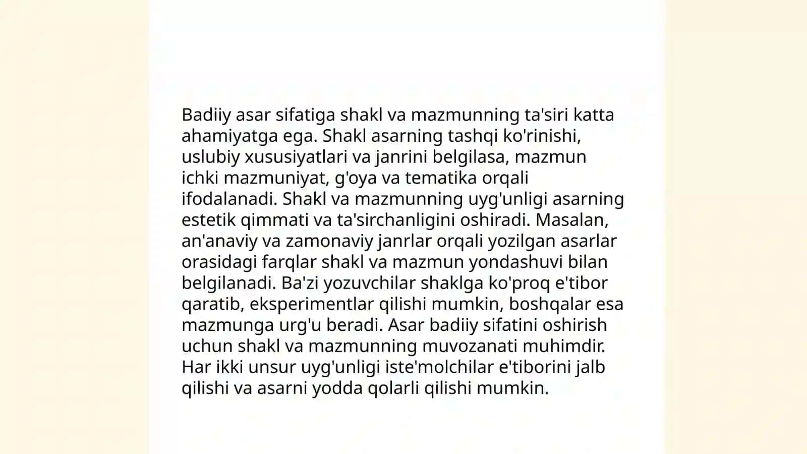 Badiiy asarda shakl va mazmunning mutanosibligi 4